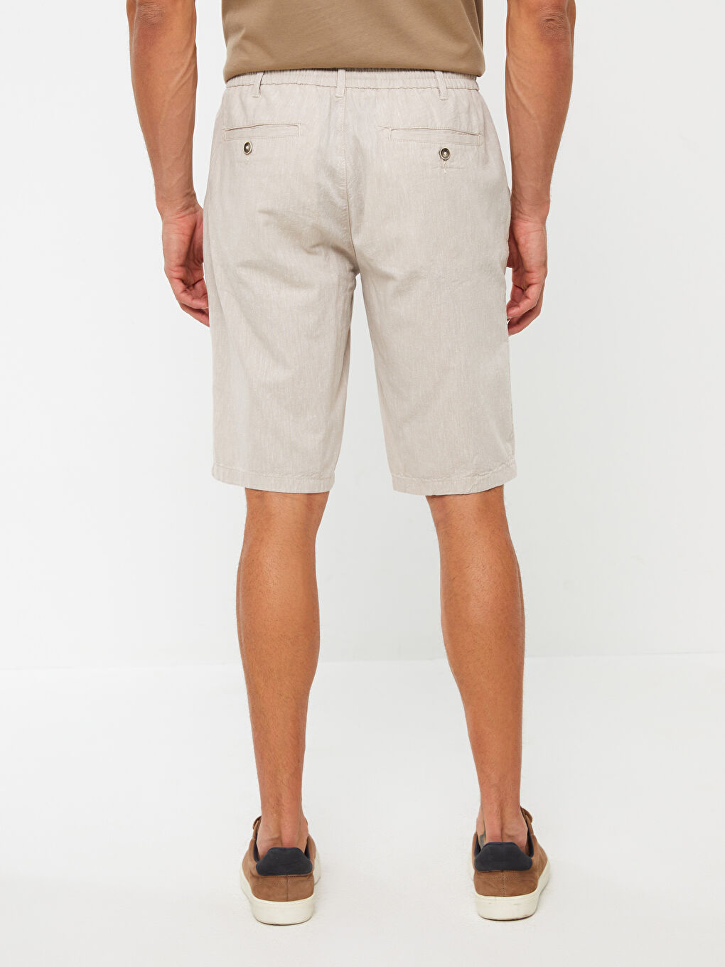 Standard Fit Linen Blended Men's Bermuda Shorts S3BI71Z8SXU