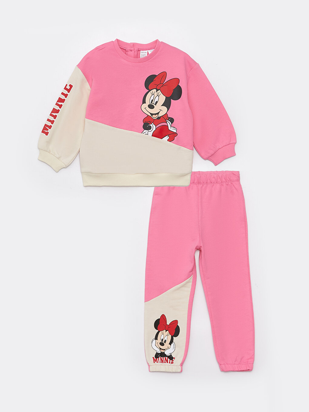Crew Neck Long Sleeved Minnie Mouse Printed Baby Girl Sweatshirt