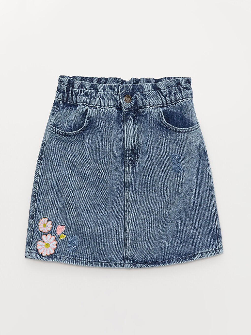 LC WAIKIKI Elastic Waist Embroidered Girl Jean Skirt -S3CF54Z4-SHK