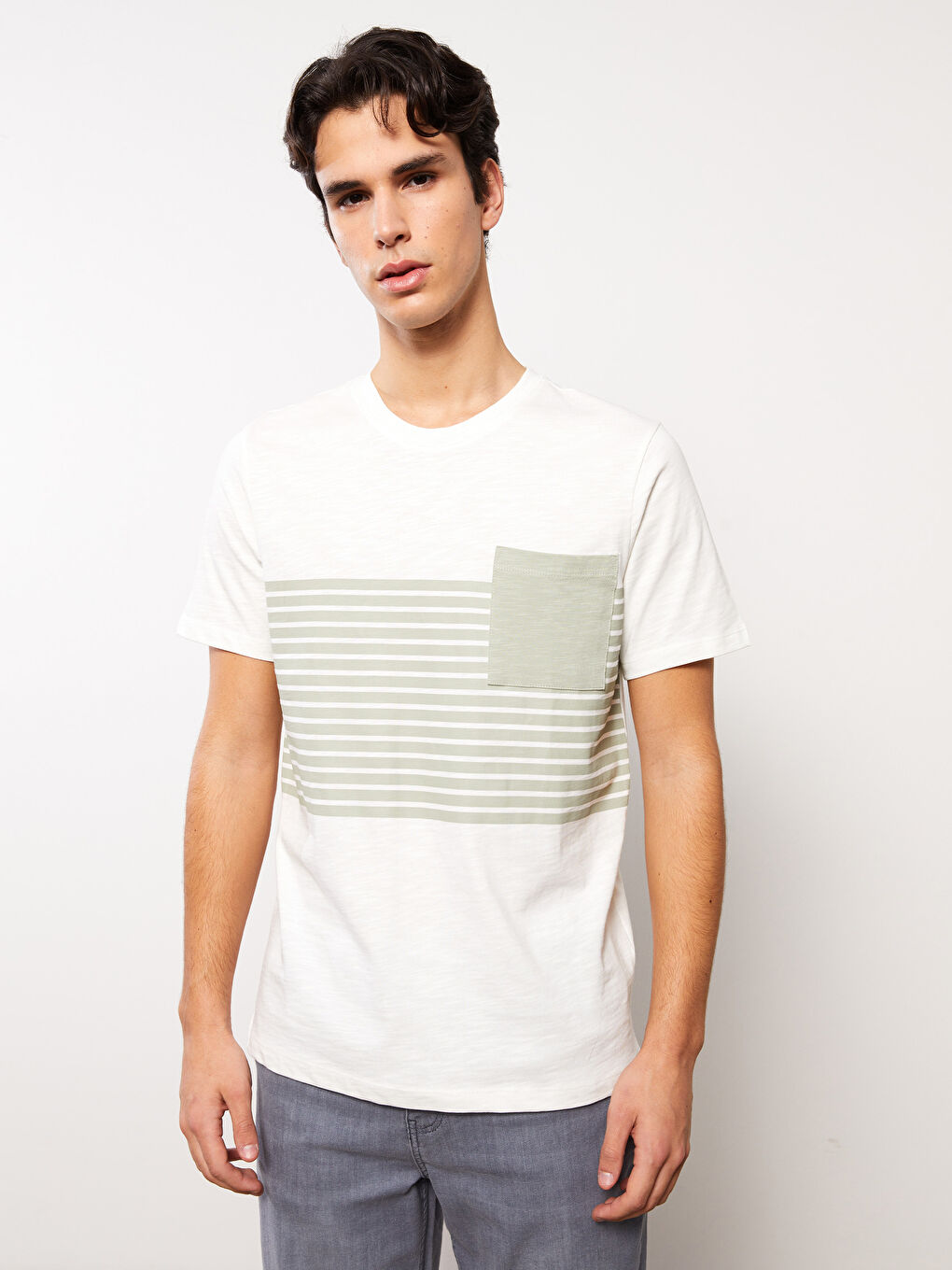 Crew Neck Short Sleeve Striped Combed Cotton Mens T Shirt S3cs96z8 V9h S3cs96z8 V9h Lc Waikiki 