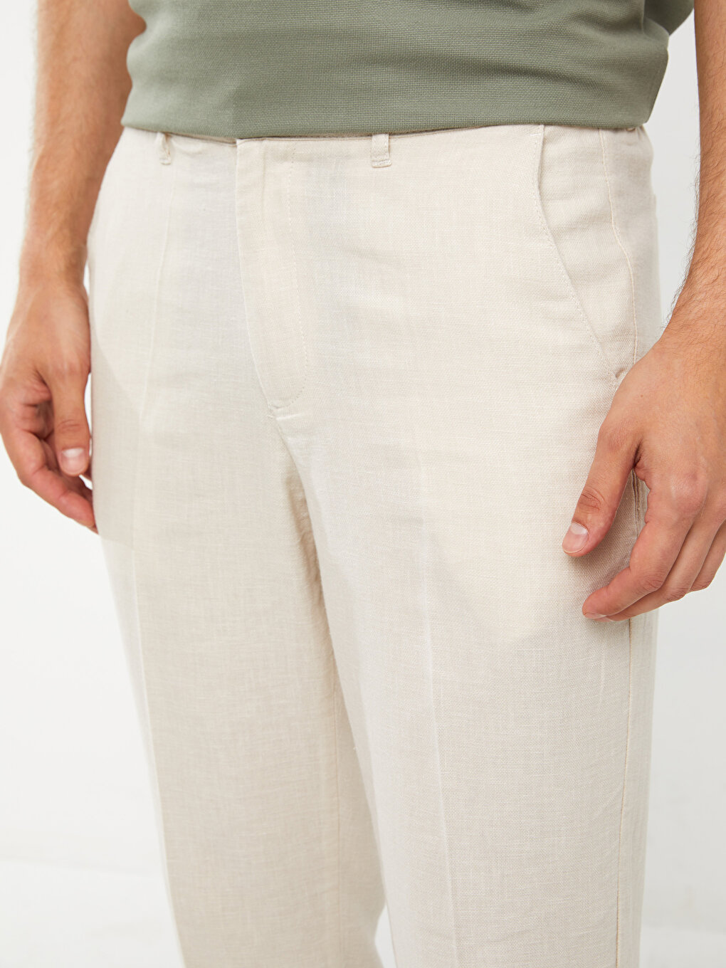 Linen Tie Waist Slim Fit Pants | boohoo