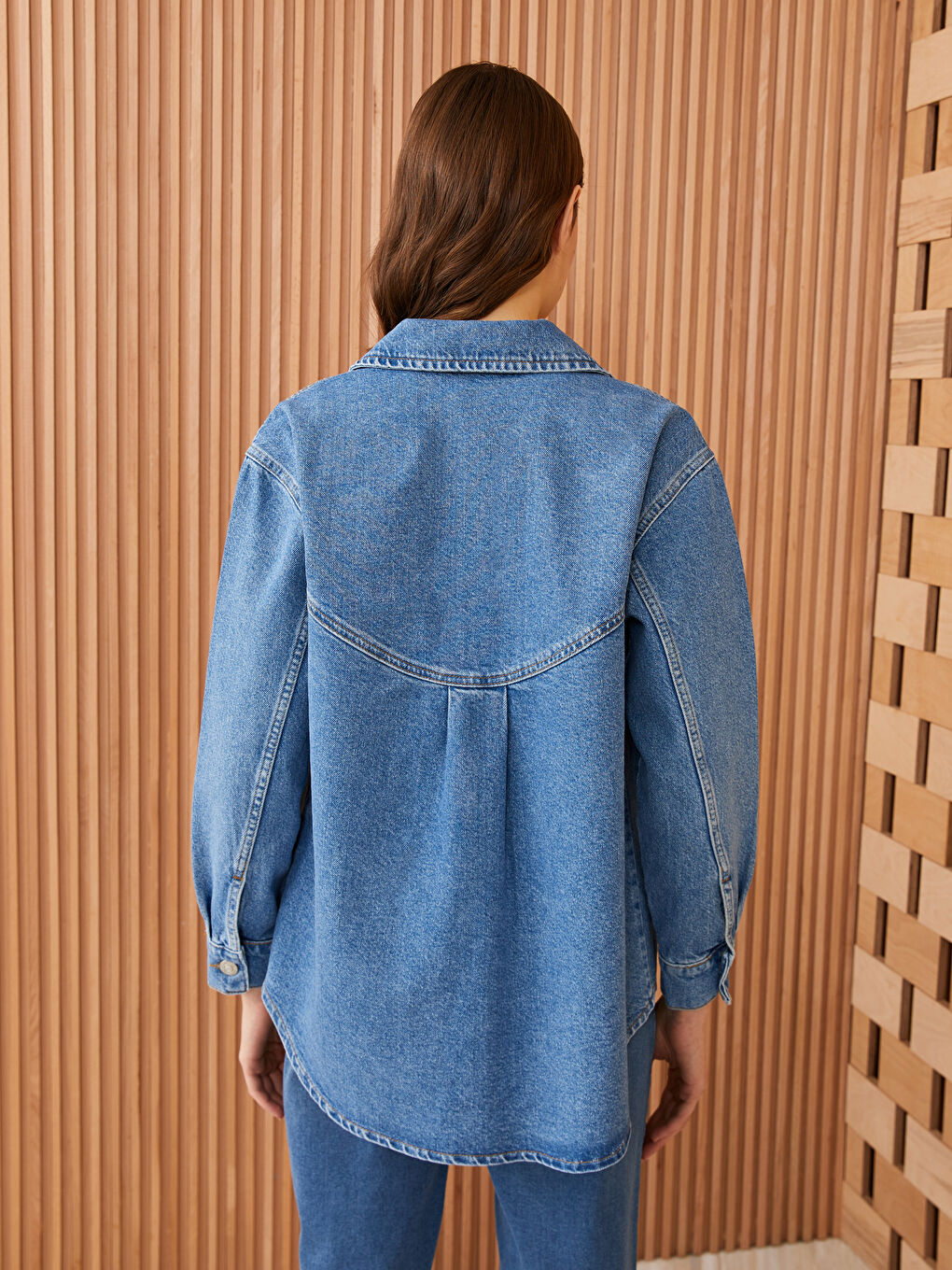 Shirt Collar Embroidered Long Sleeve Women's Jean Jacket S3DF38Z8507