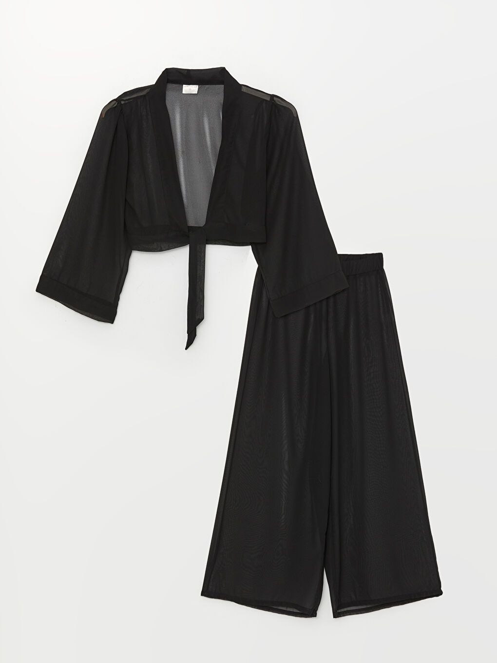Shawl Collar Straight Long Sleeve Chiffon Women s Kimono And Pants Set shawl-collar-straight-long-sleeve-chiffon-women-s-kimono-and-pants-set