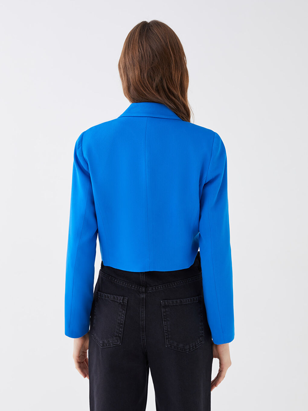 Double Breasted Collar Straight Long Sleeve Crop Women's