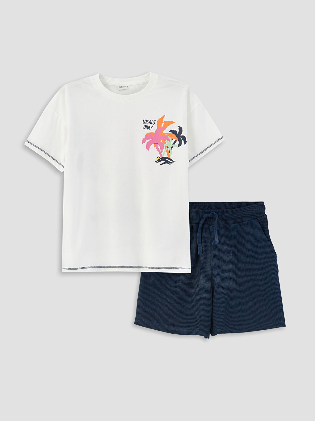Relaxed Fit Crew Neck Boy's T-Shirt and Shorts -S3EB62Z4-FDU 