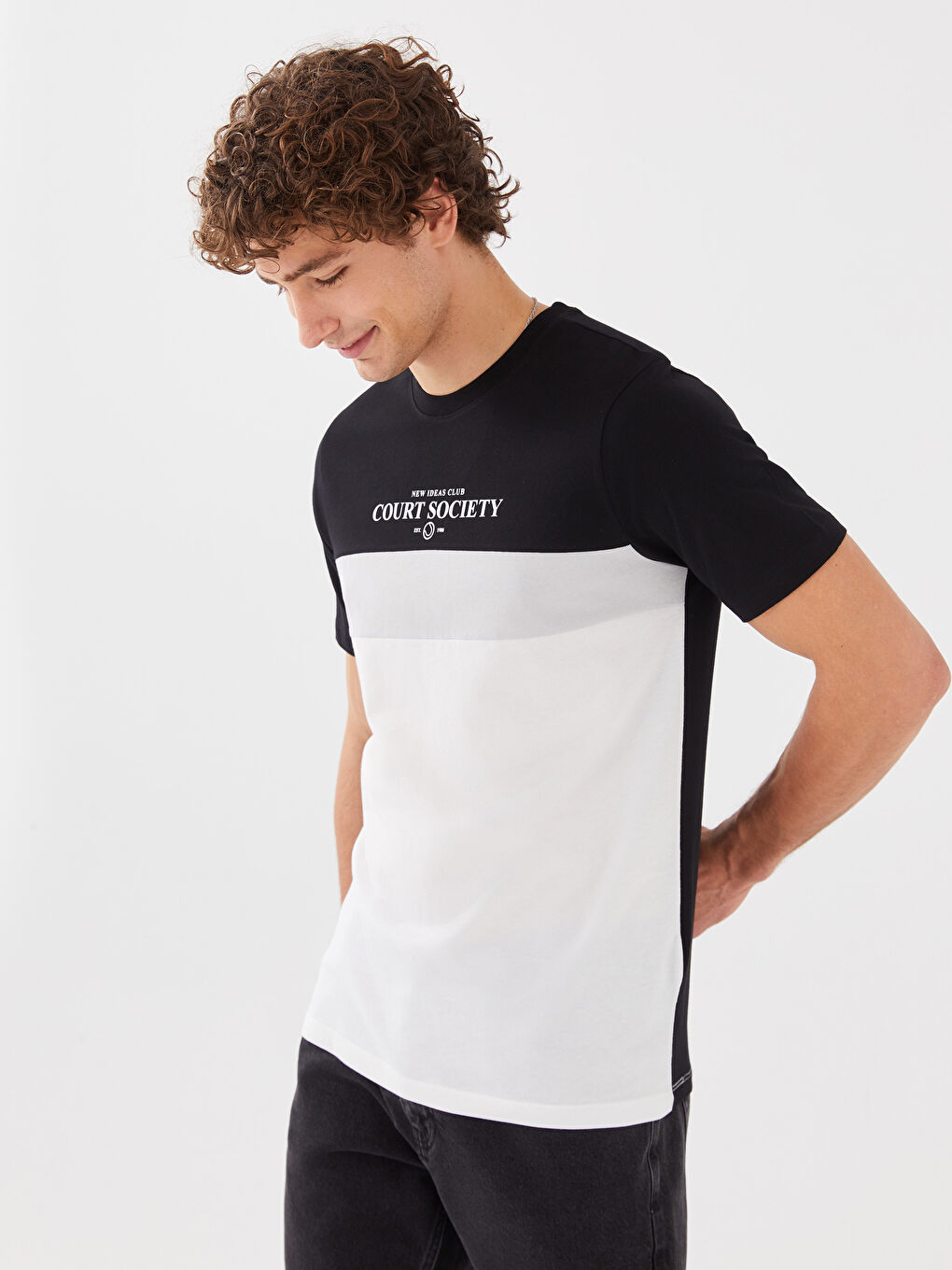 Crew Neck Short Sleeve Color Block Men