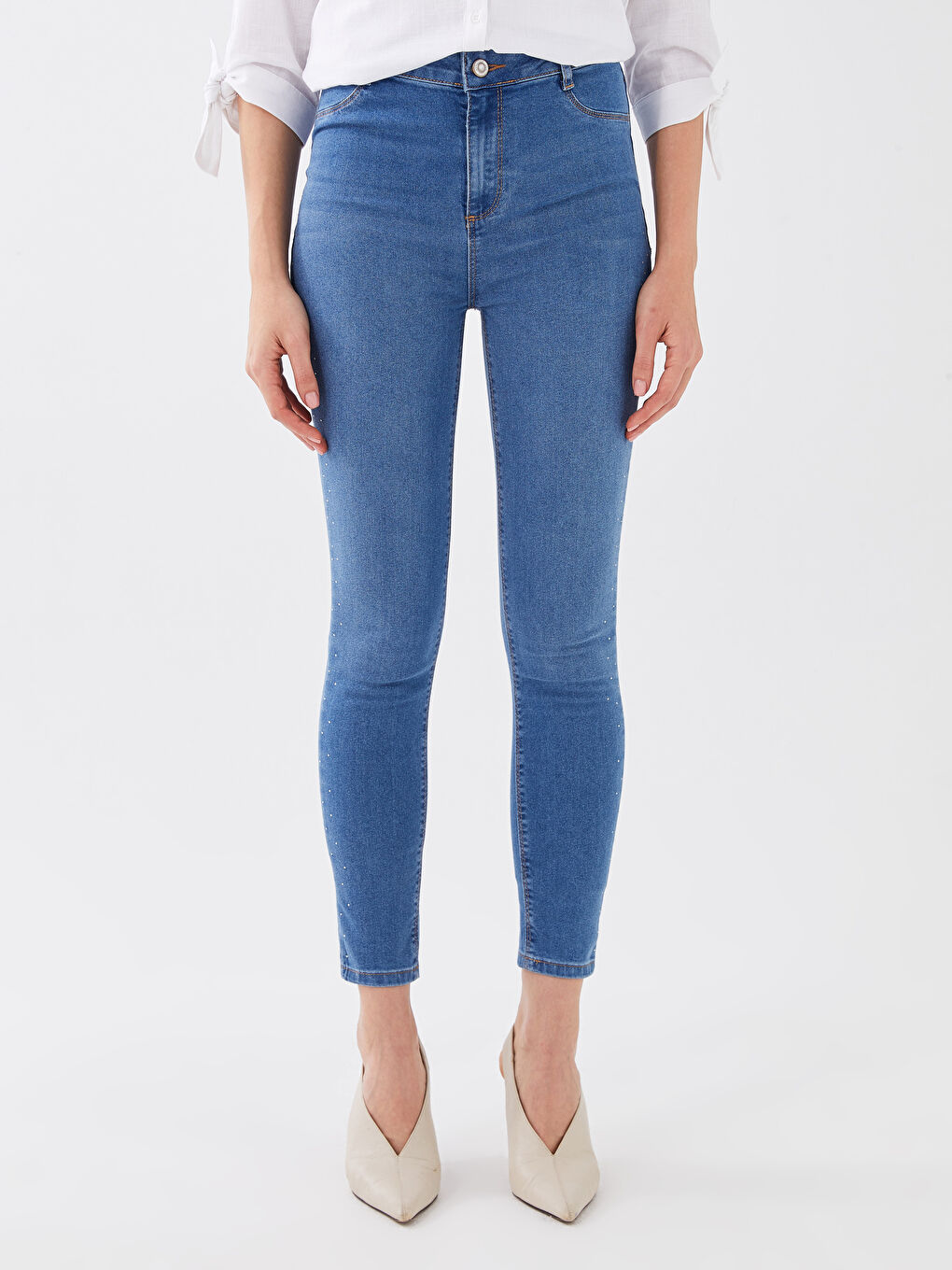 Standard Fit Stone Printed Women's Jean Trousers -S3ED61Z8