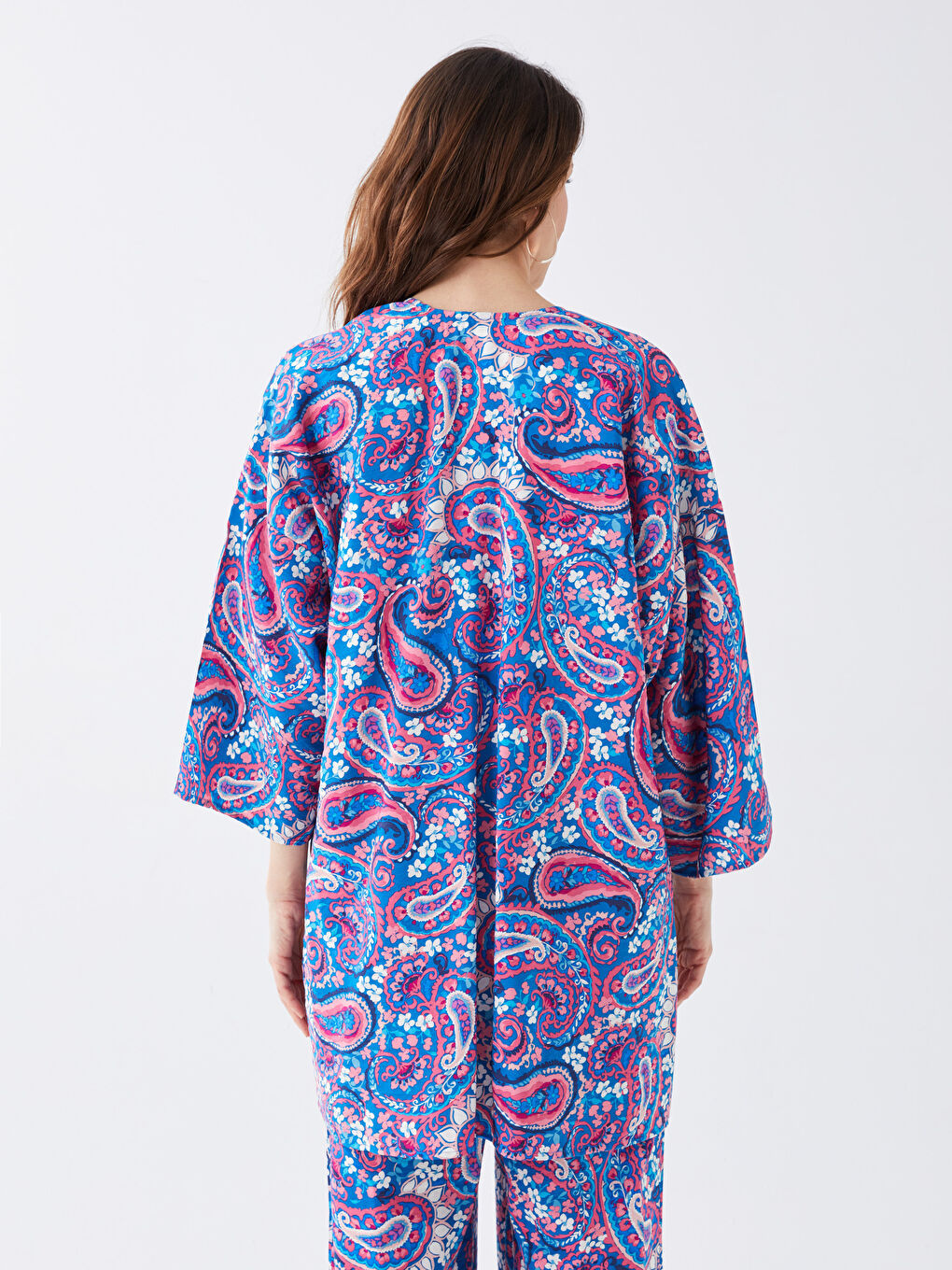 Shawl Collar Patterned Oversize Women's Kimono -S3FI56Z8-F9C - S3FI56Z8-F9C  - LC Waikiki