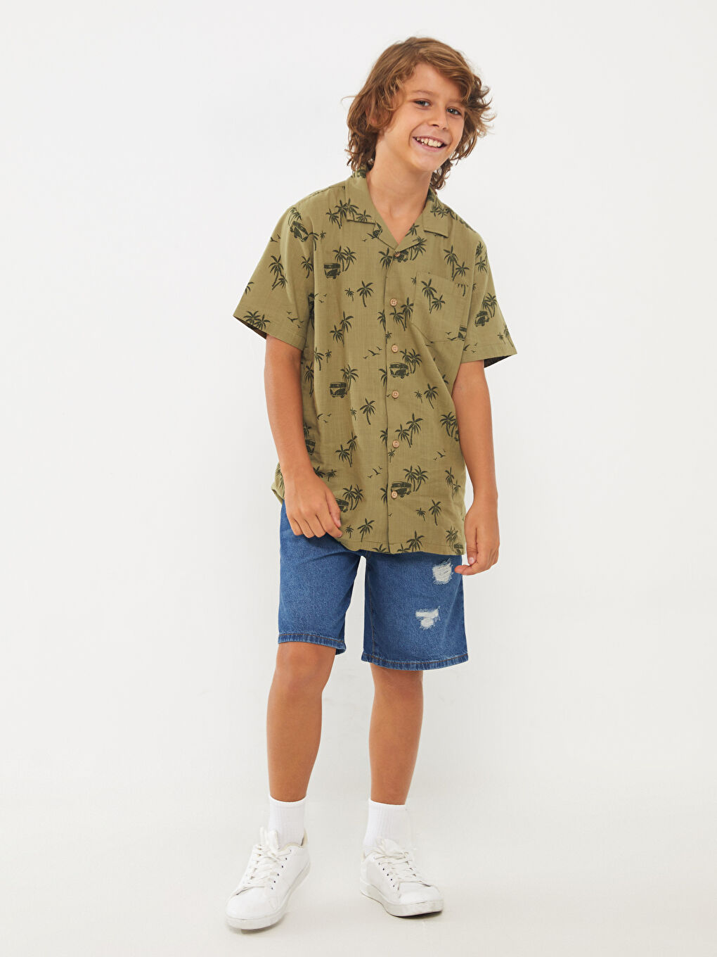 Patterned Short Sleeve Poplin Boy Shirt -S3FN02Z4-LS6 - S3FN02Z4-LS6 - LC  Waikiki