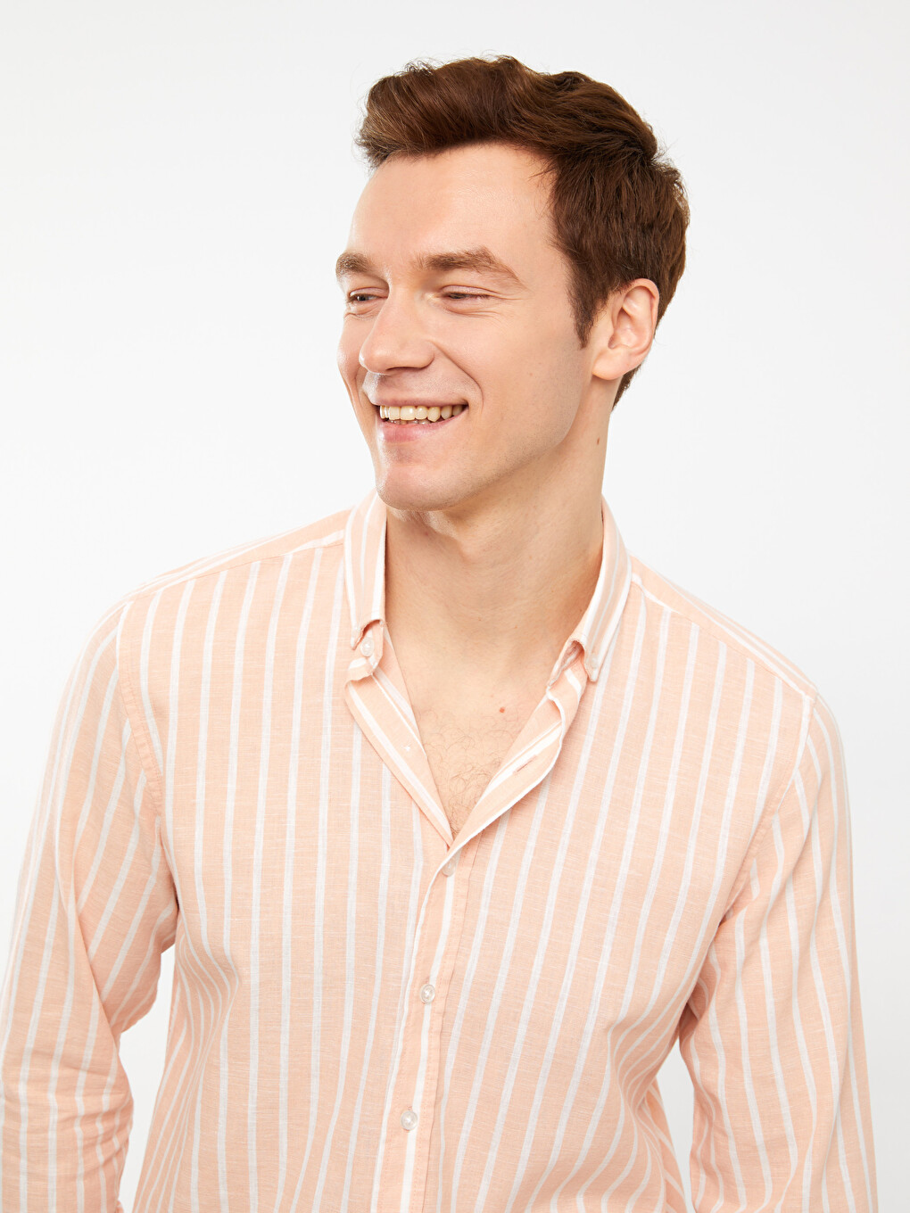 Classic Chemise Pour Hommes Coupe Régulière à Manches Longues En Gabardine Ecossaise Beige O 4508371