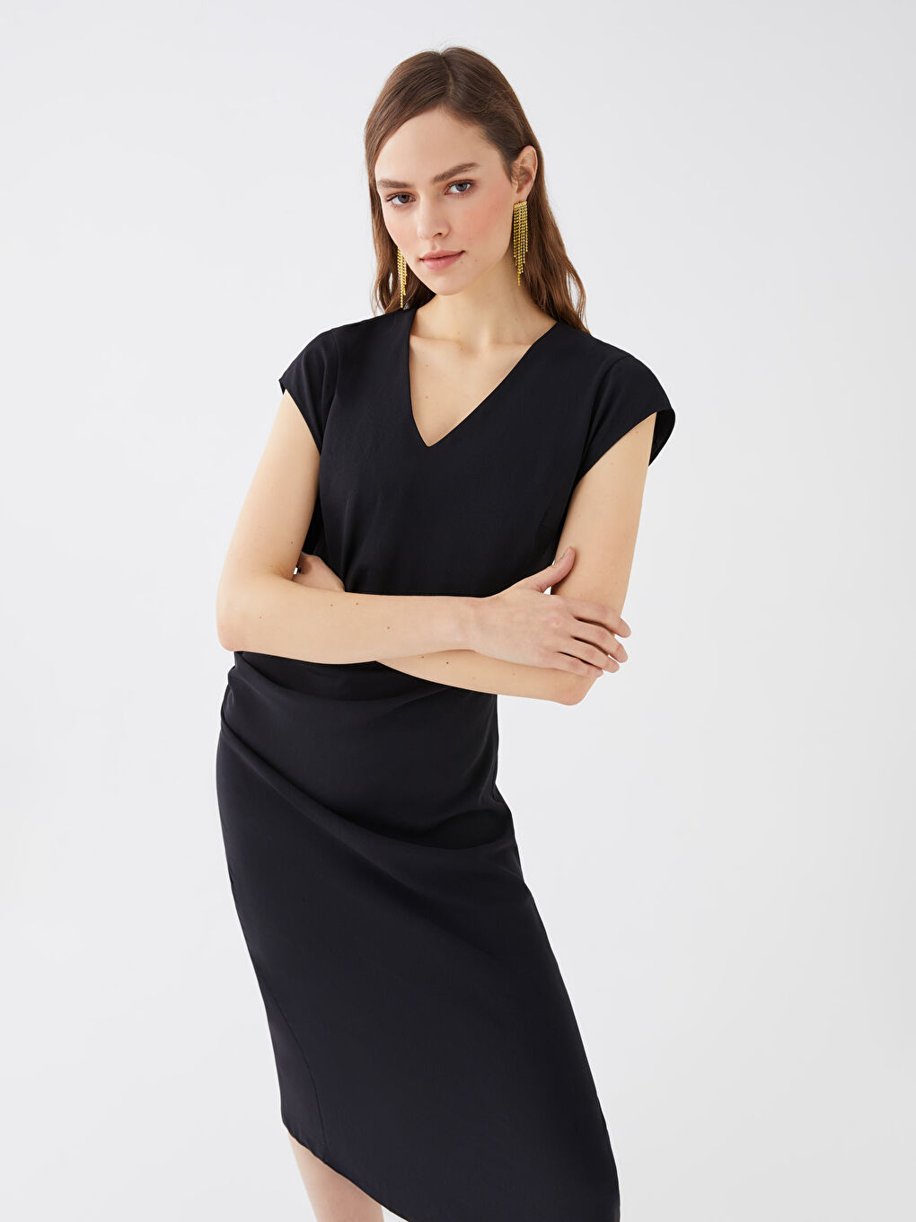 V-Neck Plain Bodycon Dress V-Neck Plain Bodycon Dress