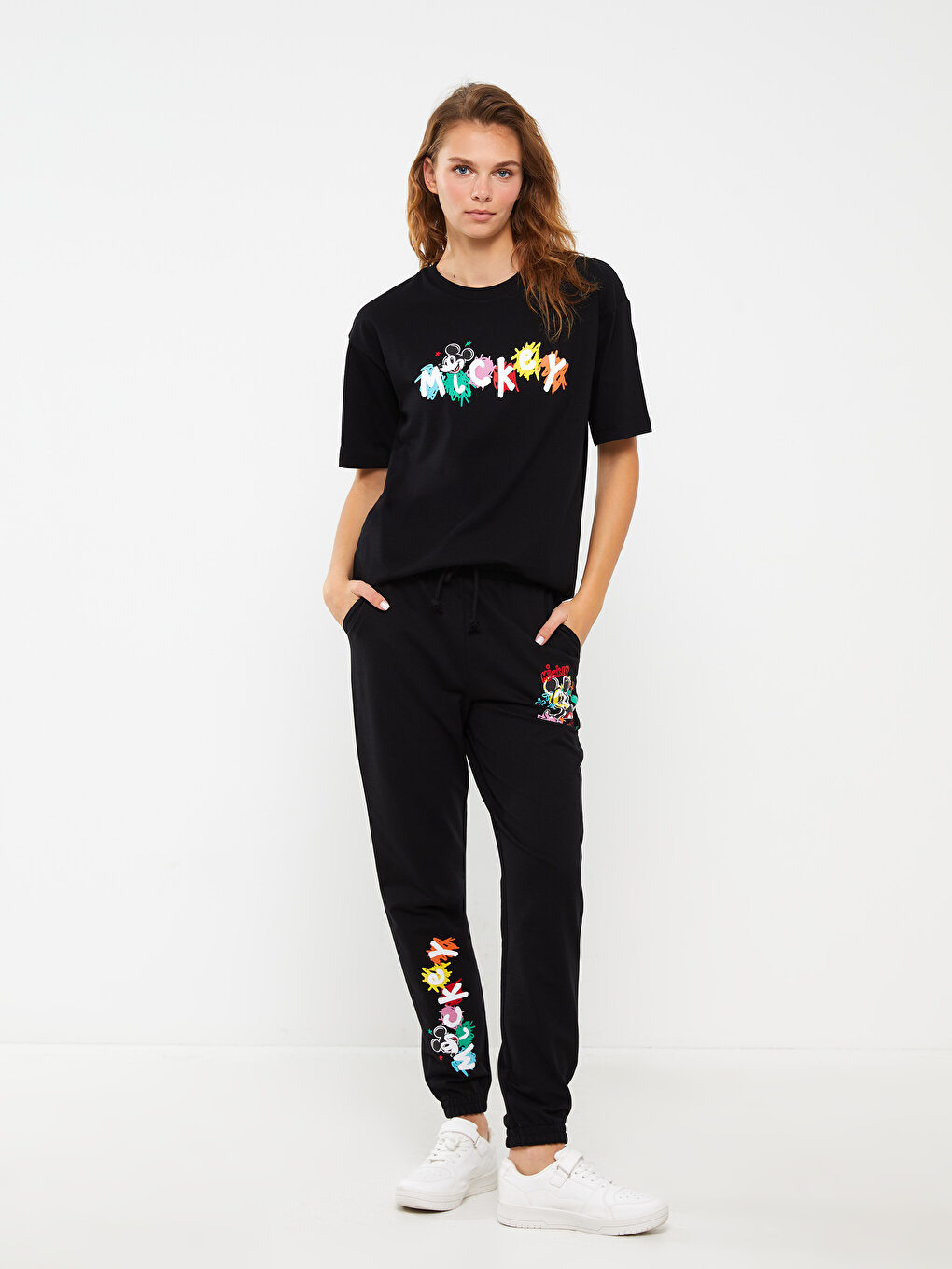 Elastic Waist Mickey Mouse Printed Women's Jogger Sweatpants