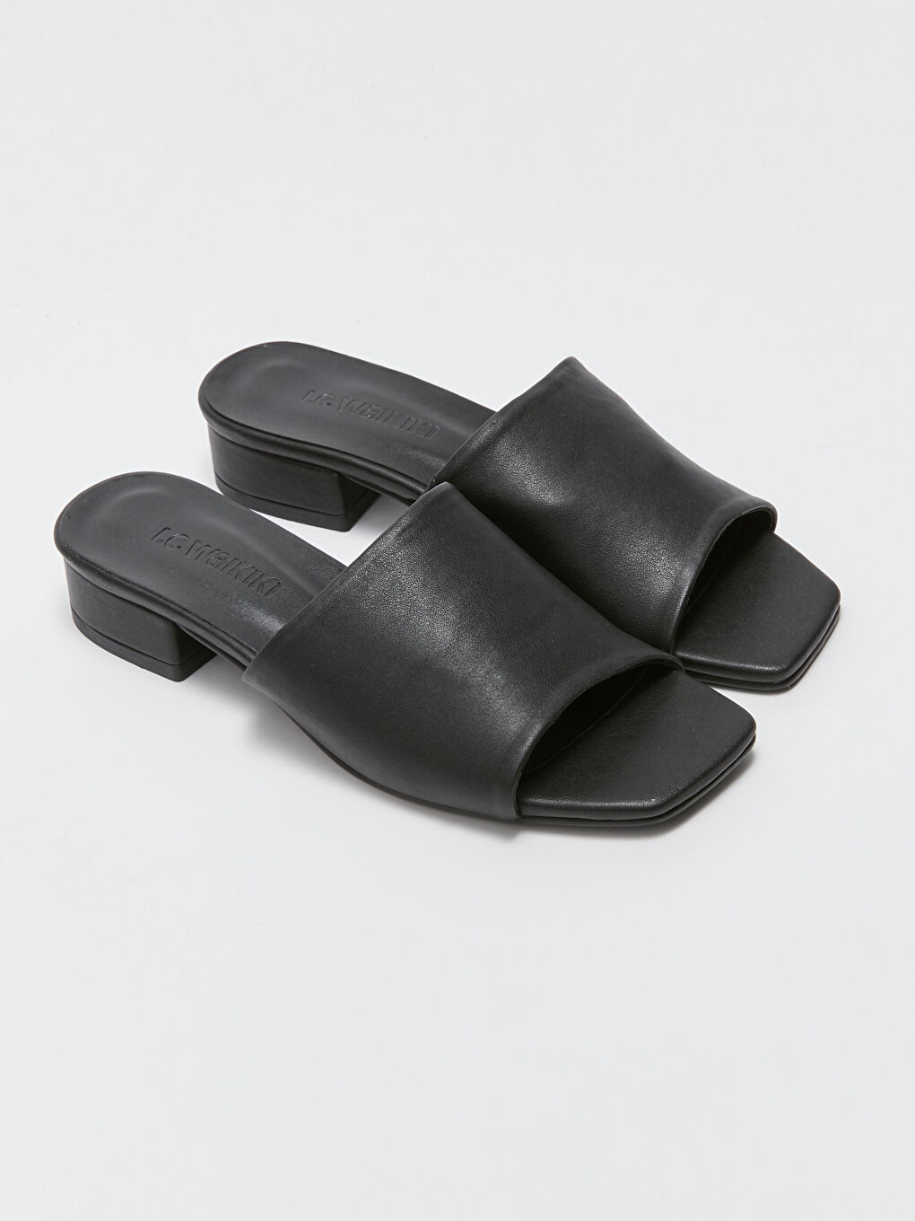 Leather look slippers sales