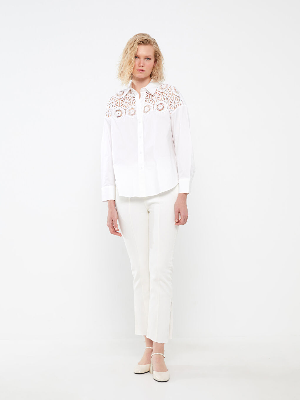 Embroidered Long Sleeve Oversize Poplin Women's Shirt Embroidered Long Sleeve Oversize Poplin Women's Shirt