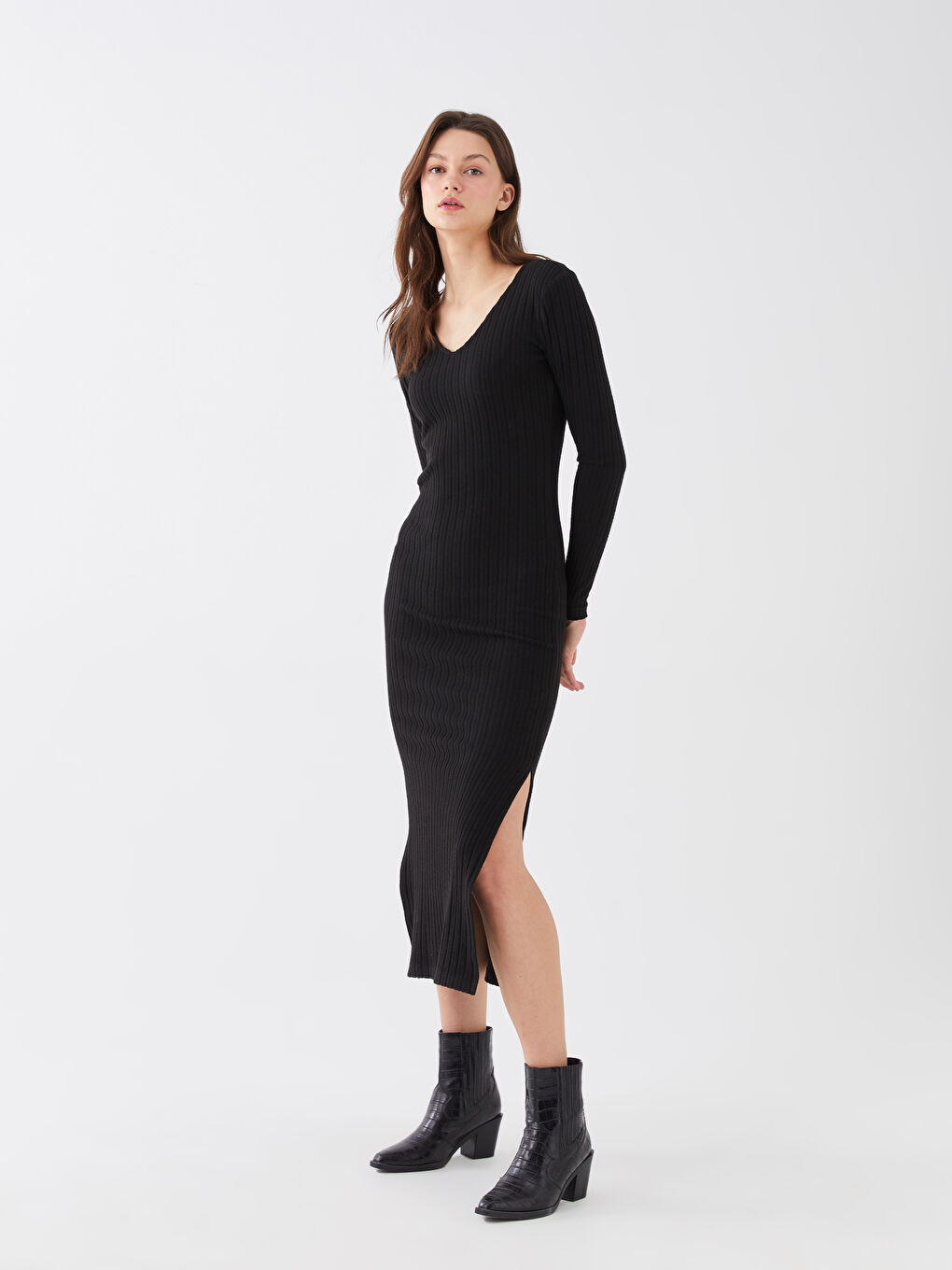 V Neck Straight Long Sleeve Women s Dress S3GA22Z8 CVL S3GA22Z8