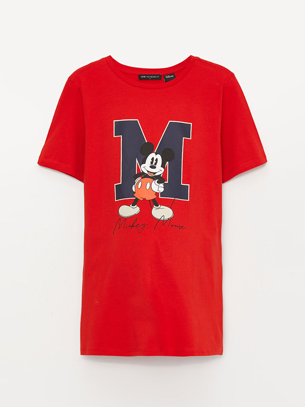 Crew Neck Mickey Mouse Printed Short Sleeve Maternity T Shirt S3gp62z8