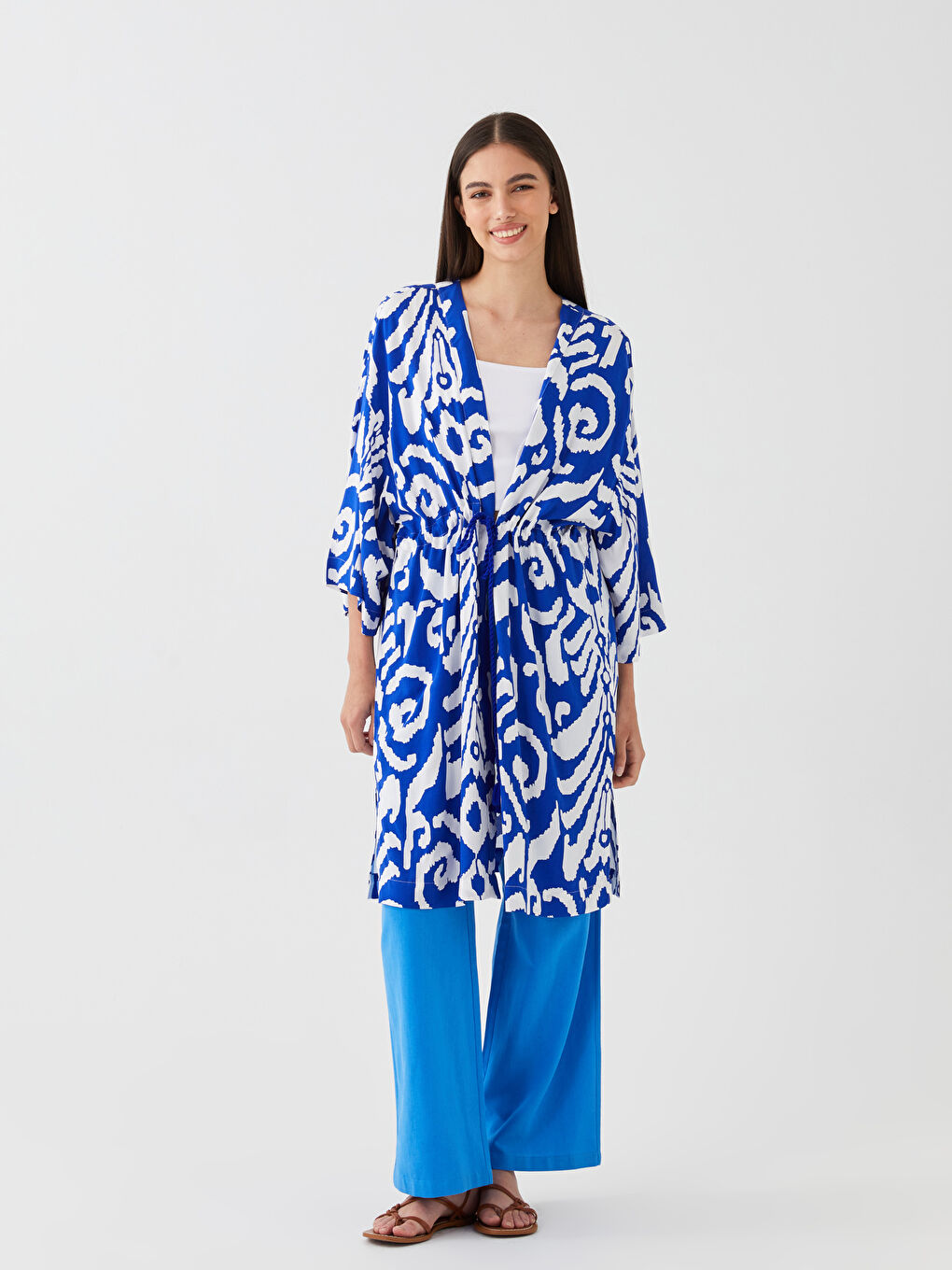 Shawl Collar Patterned Oversize Women's Kimono S3GY17Z8LTM S3GY17Z8