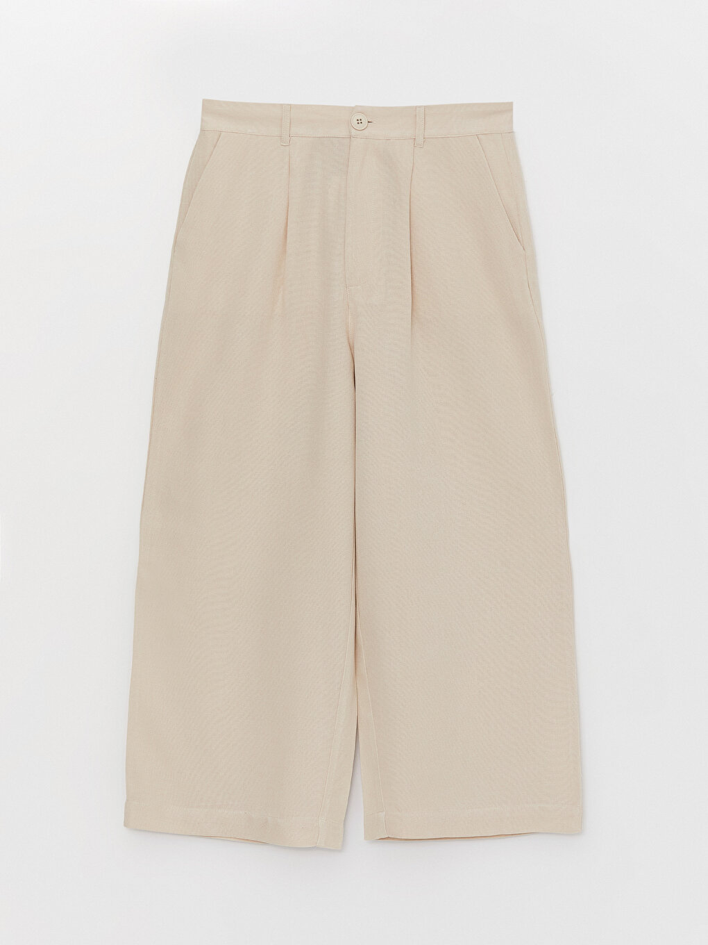 Relaxed Fit Plain Linen Blend Women's Capri Pants -S3H381Z8-FWZ