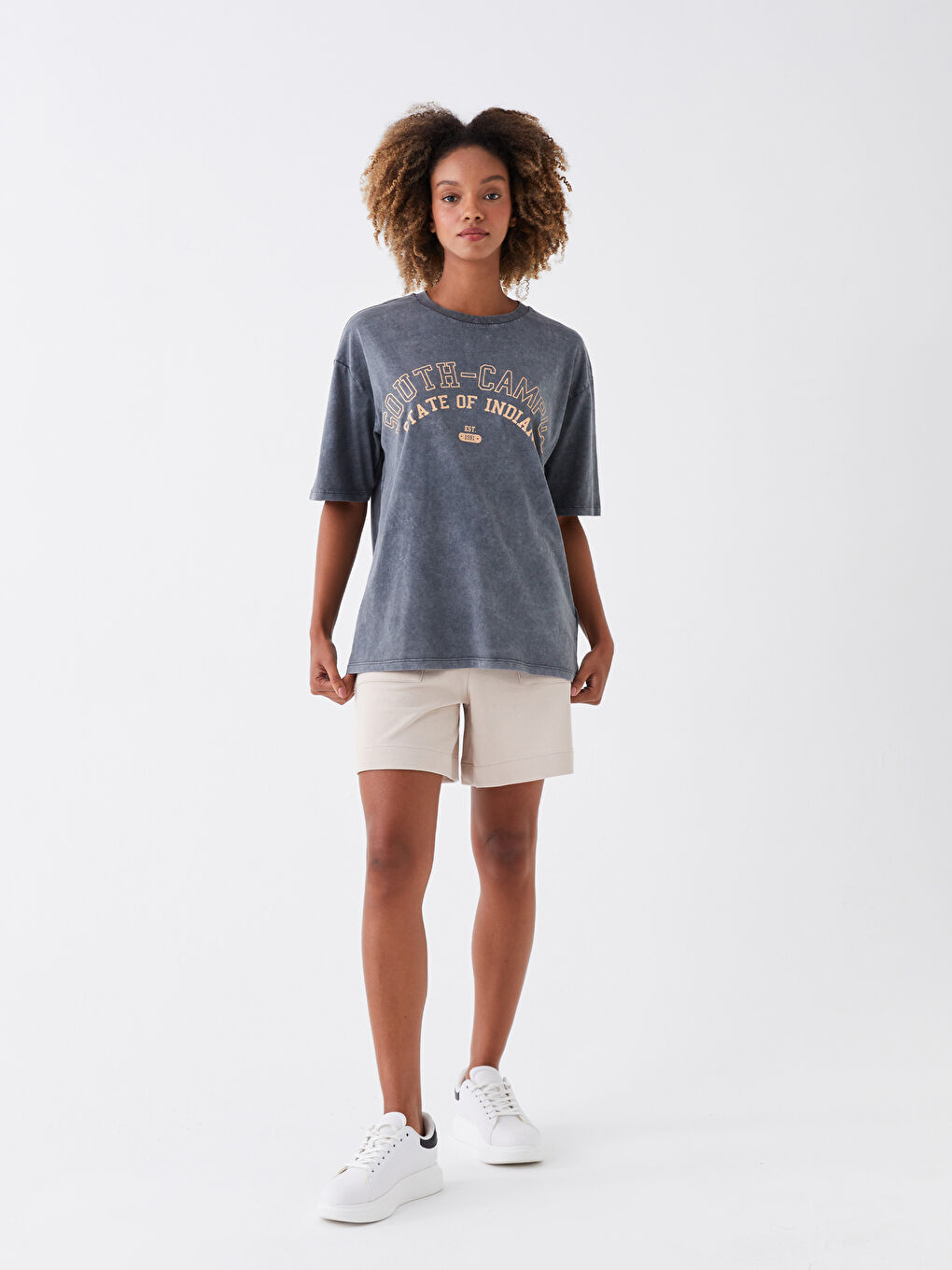 Crew Neck Printed Short Sleeve Oversized T-Shirt -S3HC25Z8