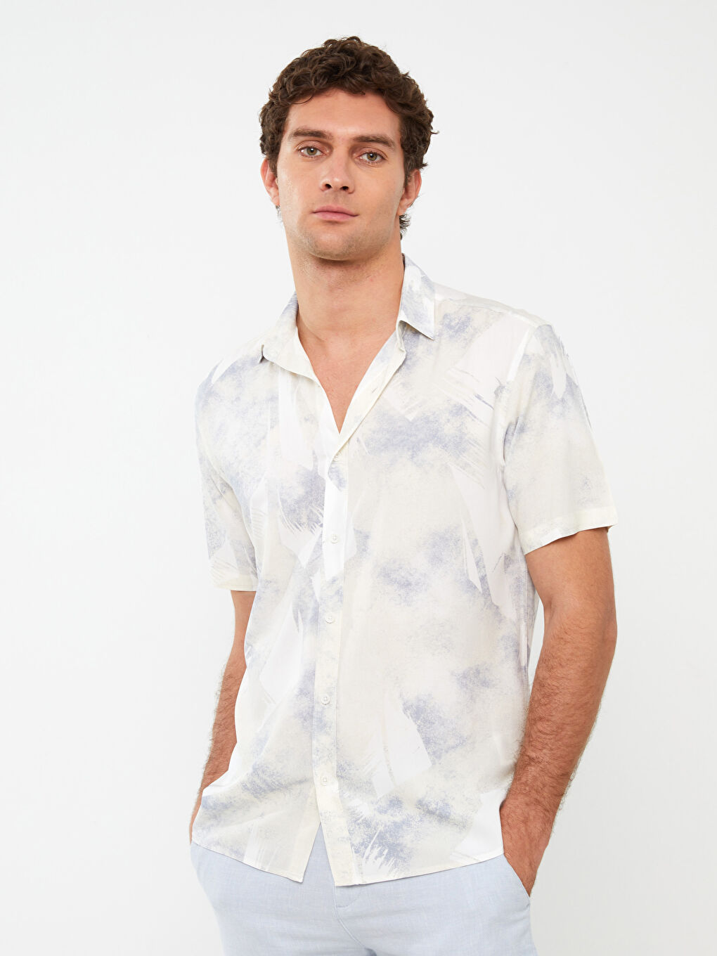 Regular Fit Short Sleeve Poplin Men's Shirt -S33965Z8-J0V