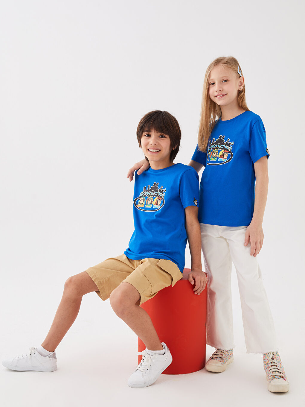 Crew Neck Nostalgic Monkey Printed Short Sleeve Unisex Kids T-Shirt  -S3HV65Z4-HFU - S3HV65Z4-HFU - LC Waikiki