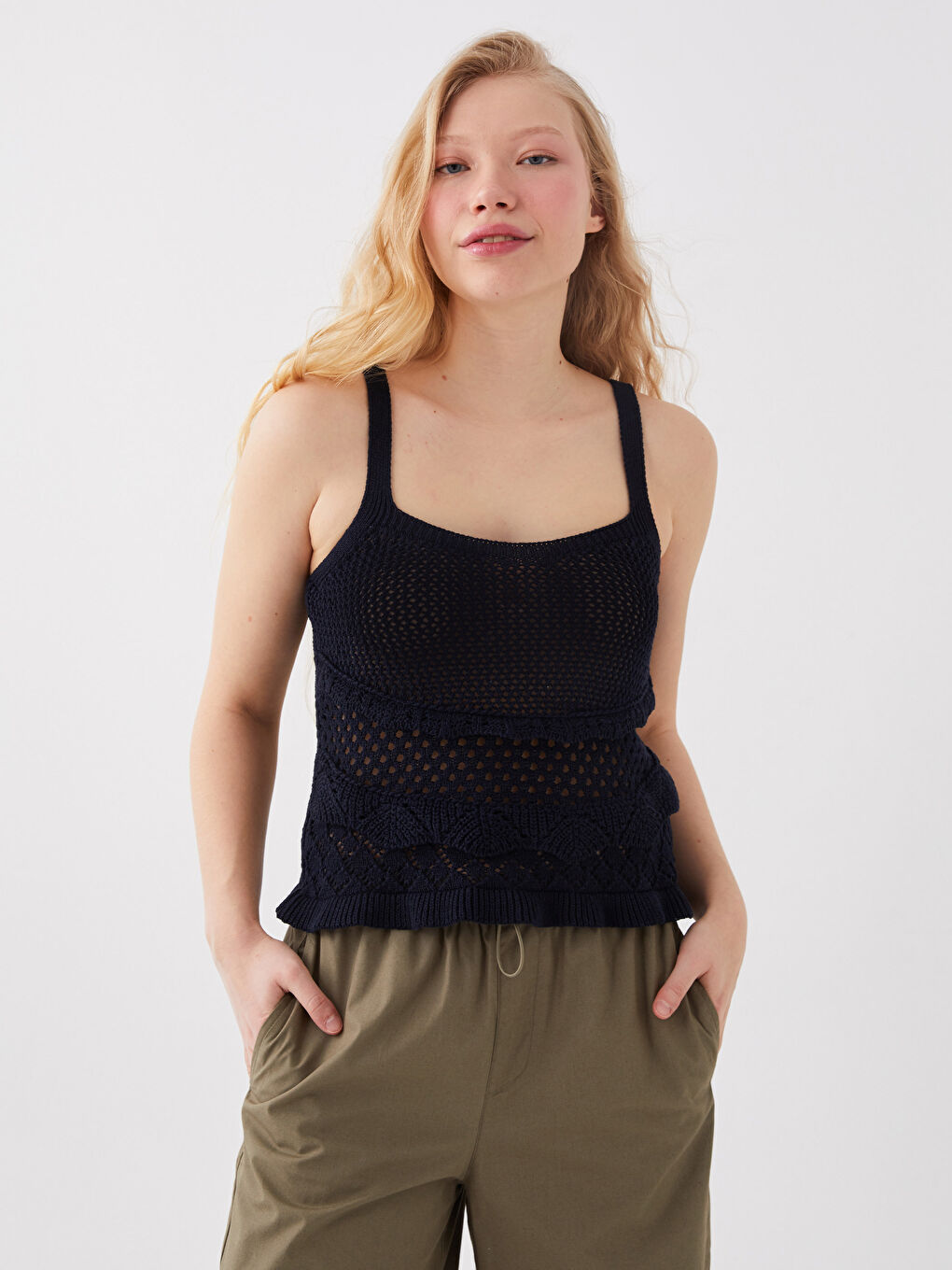 U Neck Openwork Strap Women's Knitwear Singlet -S3IF64Z8-VD4 - S3IF64Z8-VD4  - LC Waikiki