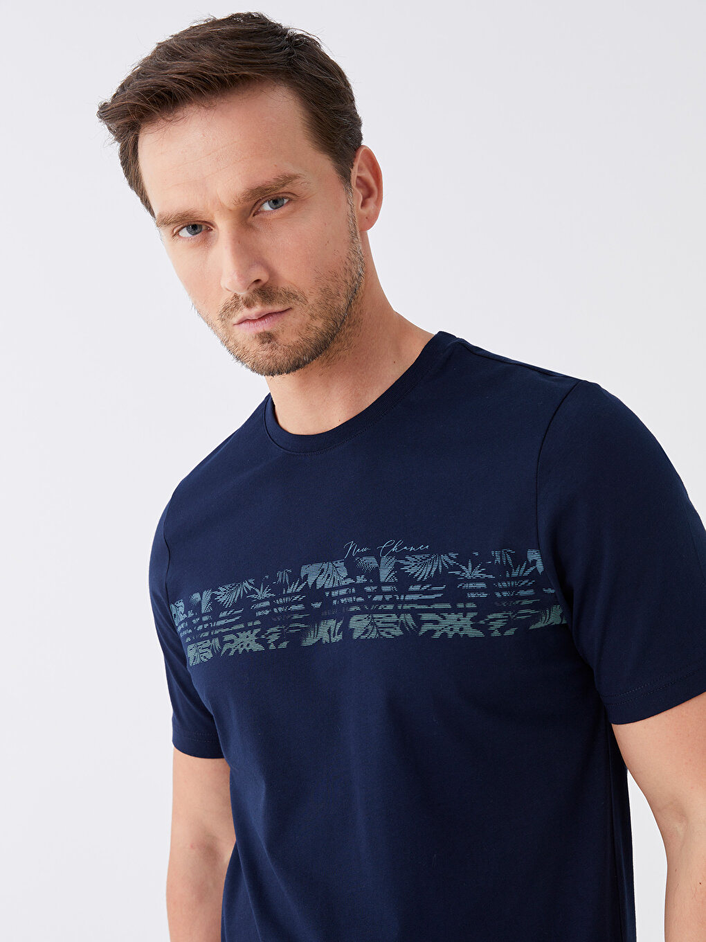 Crew Neck Short Sleeve Printed Combed Cotton Men's T-shirt -S3KE15Z8 ...