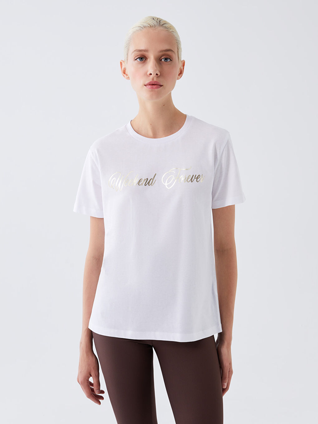Crew Neck Printed Short Sleeve Women's T-shirt -S3KN15Z8-KE8