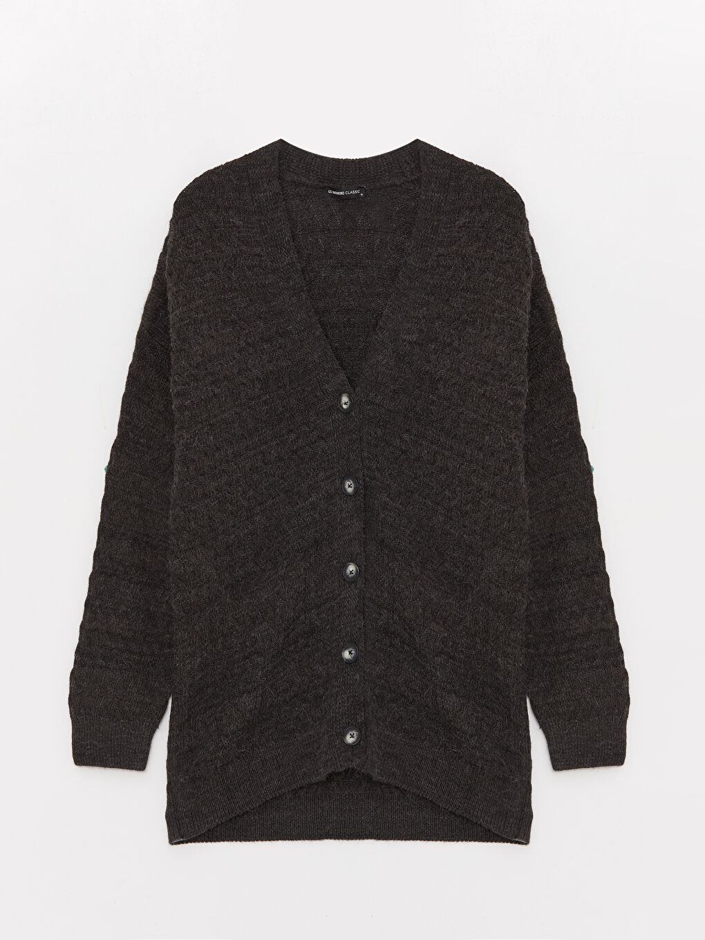 V Neck Self Patterned Long Sleeve Women s Tricot Cardigan
