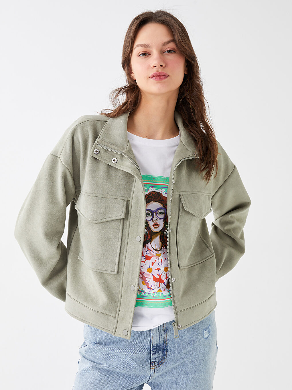 Stand collar jacket womens hotsell
