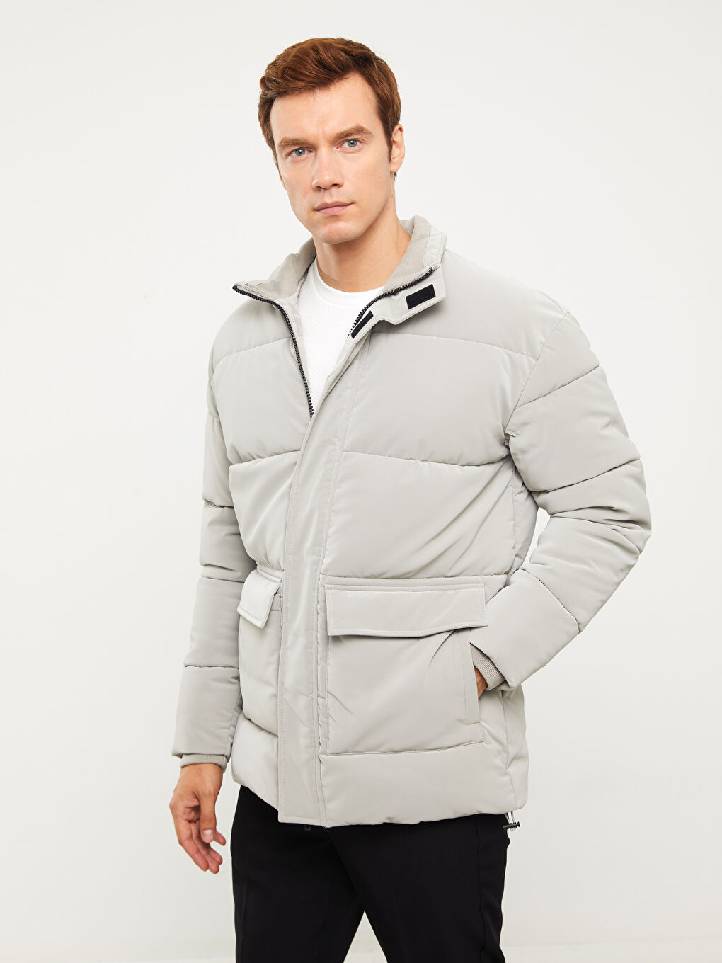 Standard Fit Funnel Neck Men's Puffer Coat -W30990Z8-QVW