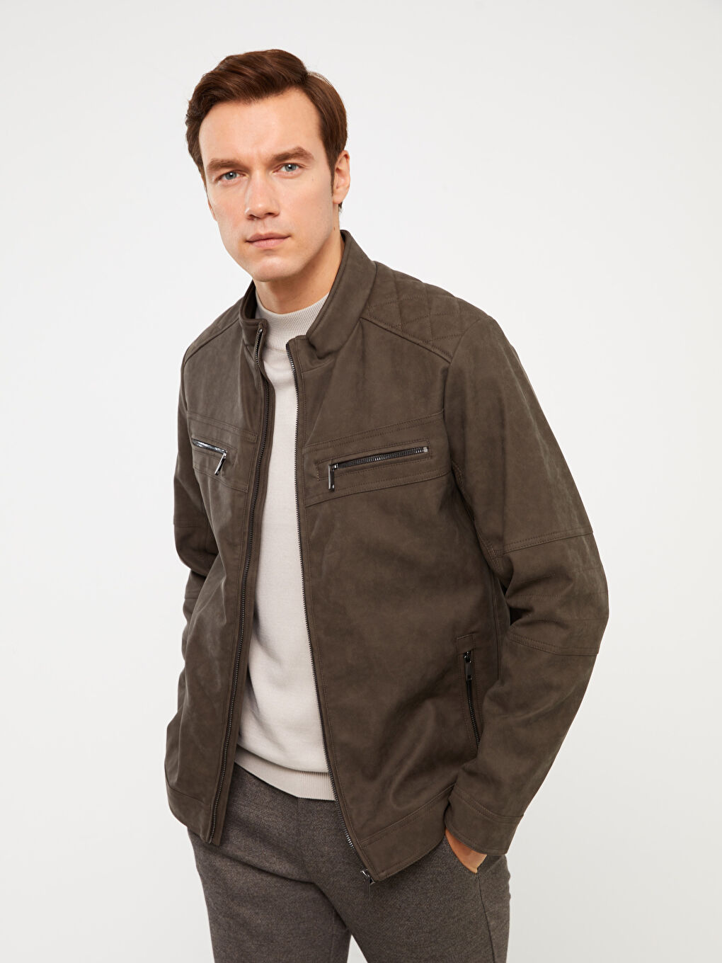 Mens faux leather discount blazer