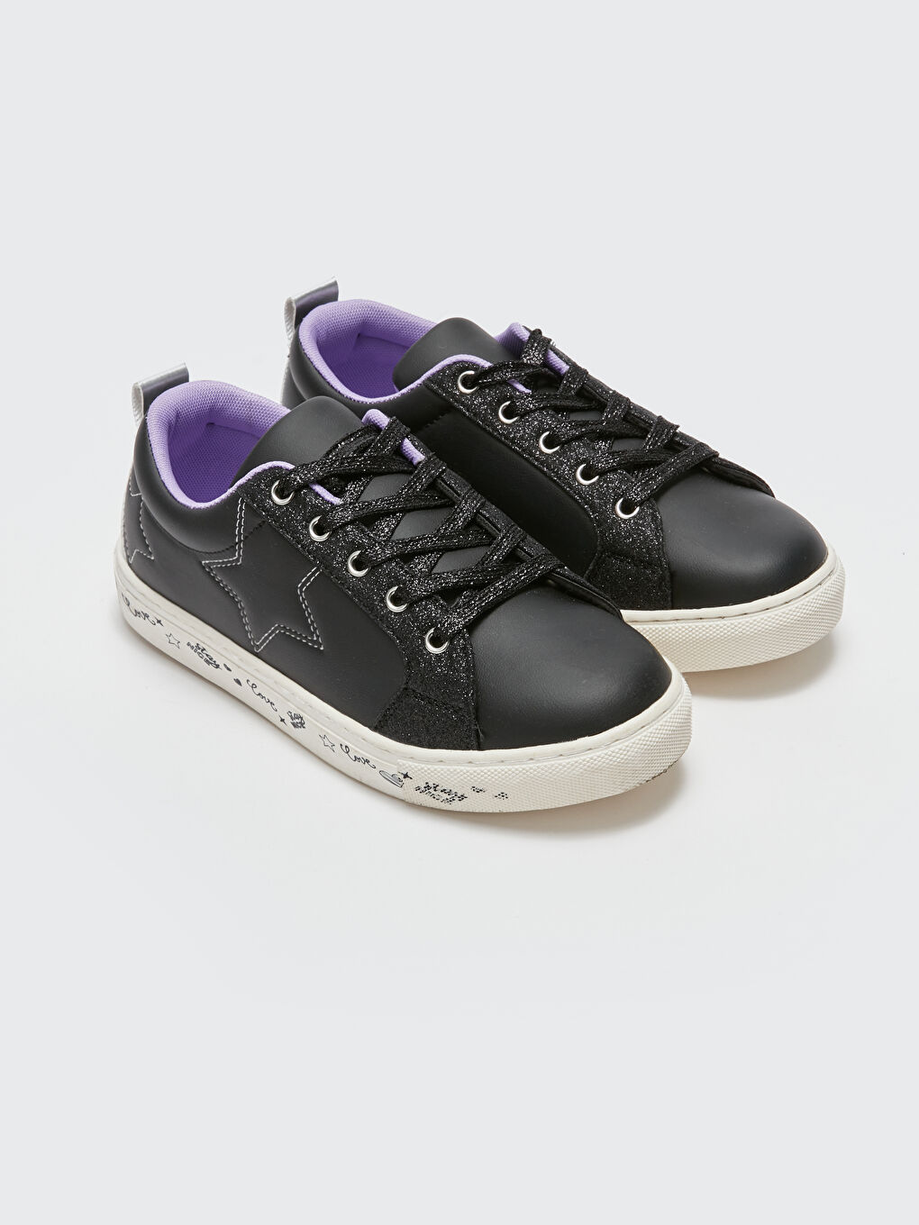 Leather Look Printed Lace Up Girls Sneakers W32317Z4 RQL W32317Z4 RQL LC Waikiki
