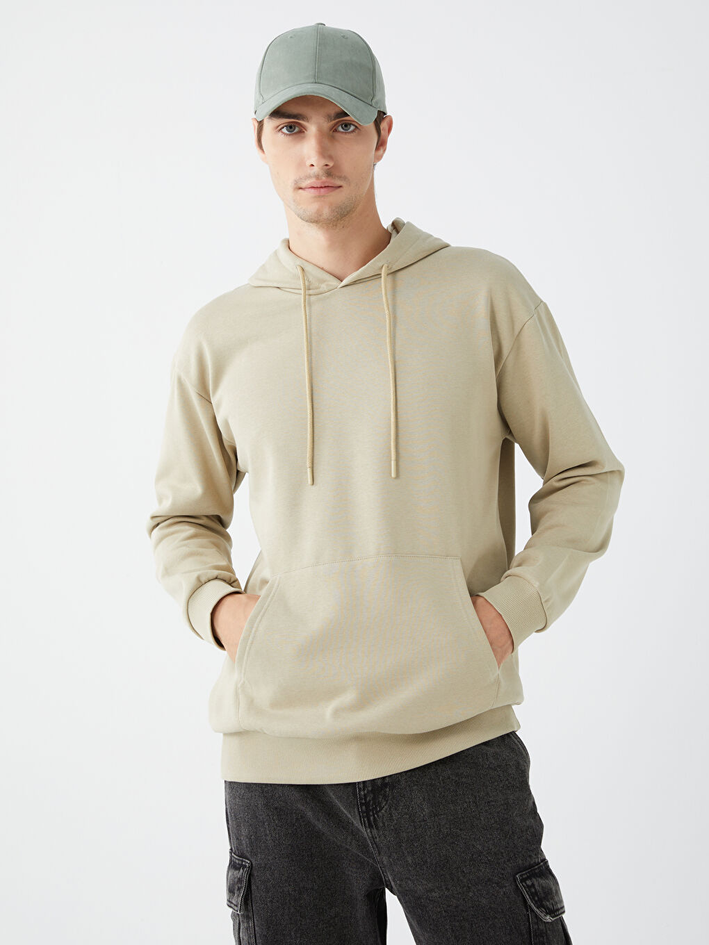 Long cream hoodie clearance