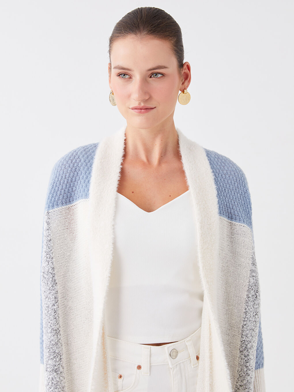 LC WAIKIKI Shawl Collar Color Block Long Sleeve Oversize Women's