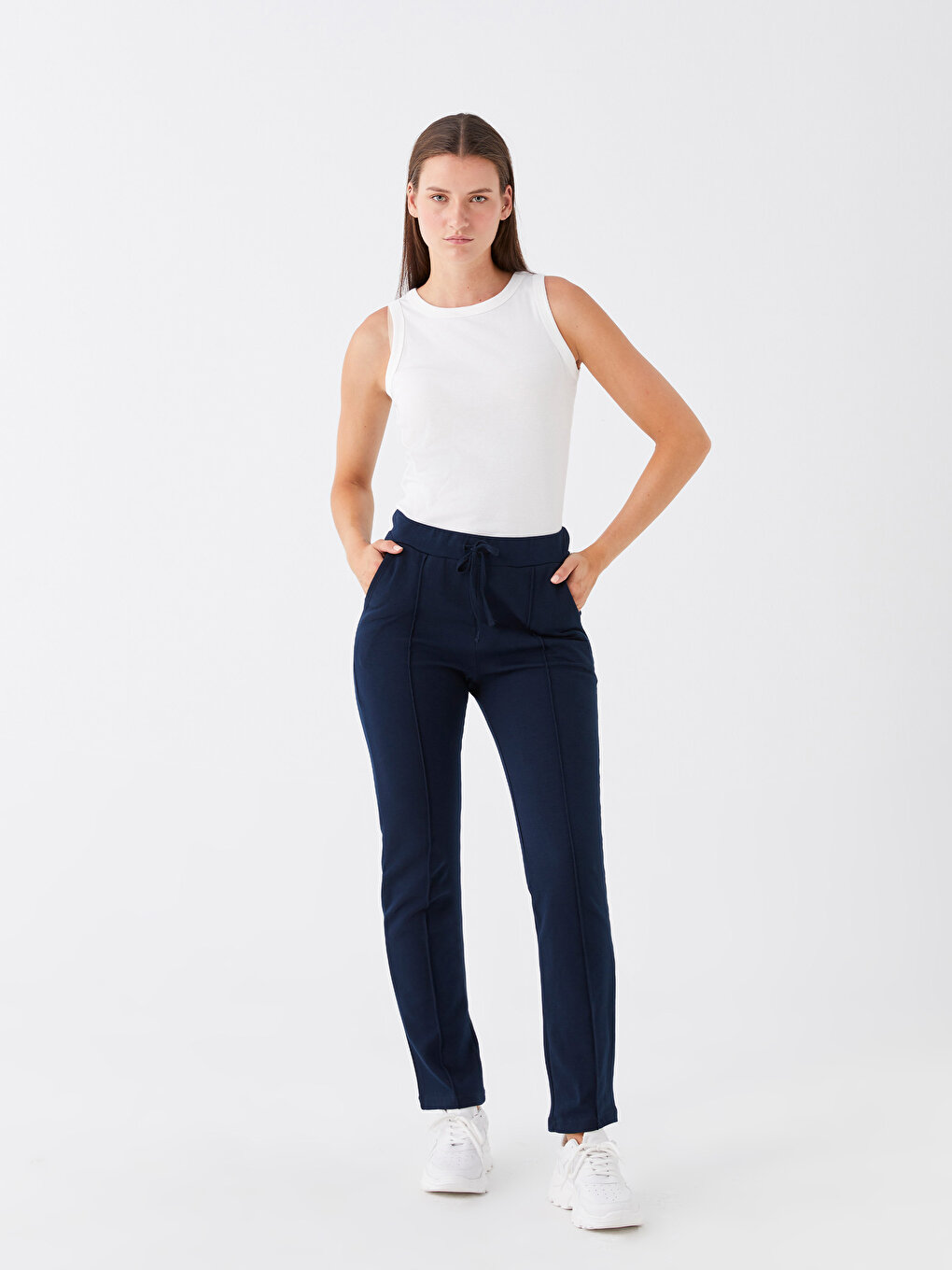 Women's Elastic Waist Straight Sweatpants -W35304Z8-E1J - W35304Z8