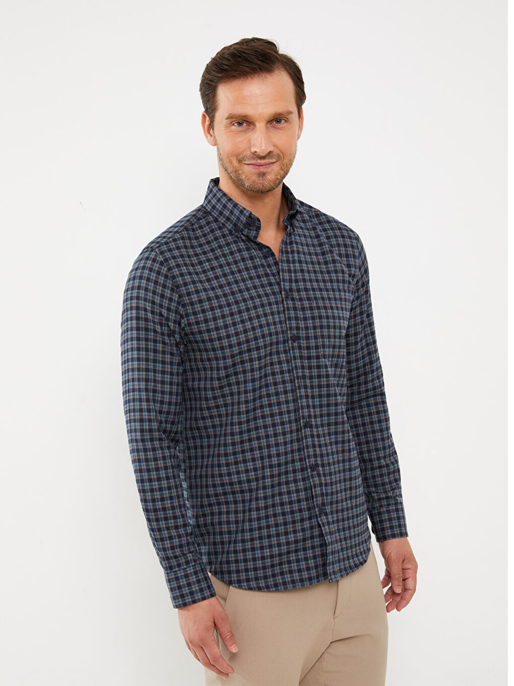 Regular Fit Long Sleeve Plaid Men s Shirt W35655Z8 LNK W35655Z8 LNK slim-fit-long-sleeve-dobby-weave-men-s-shirt-w30953z8-cvl-w30953z8