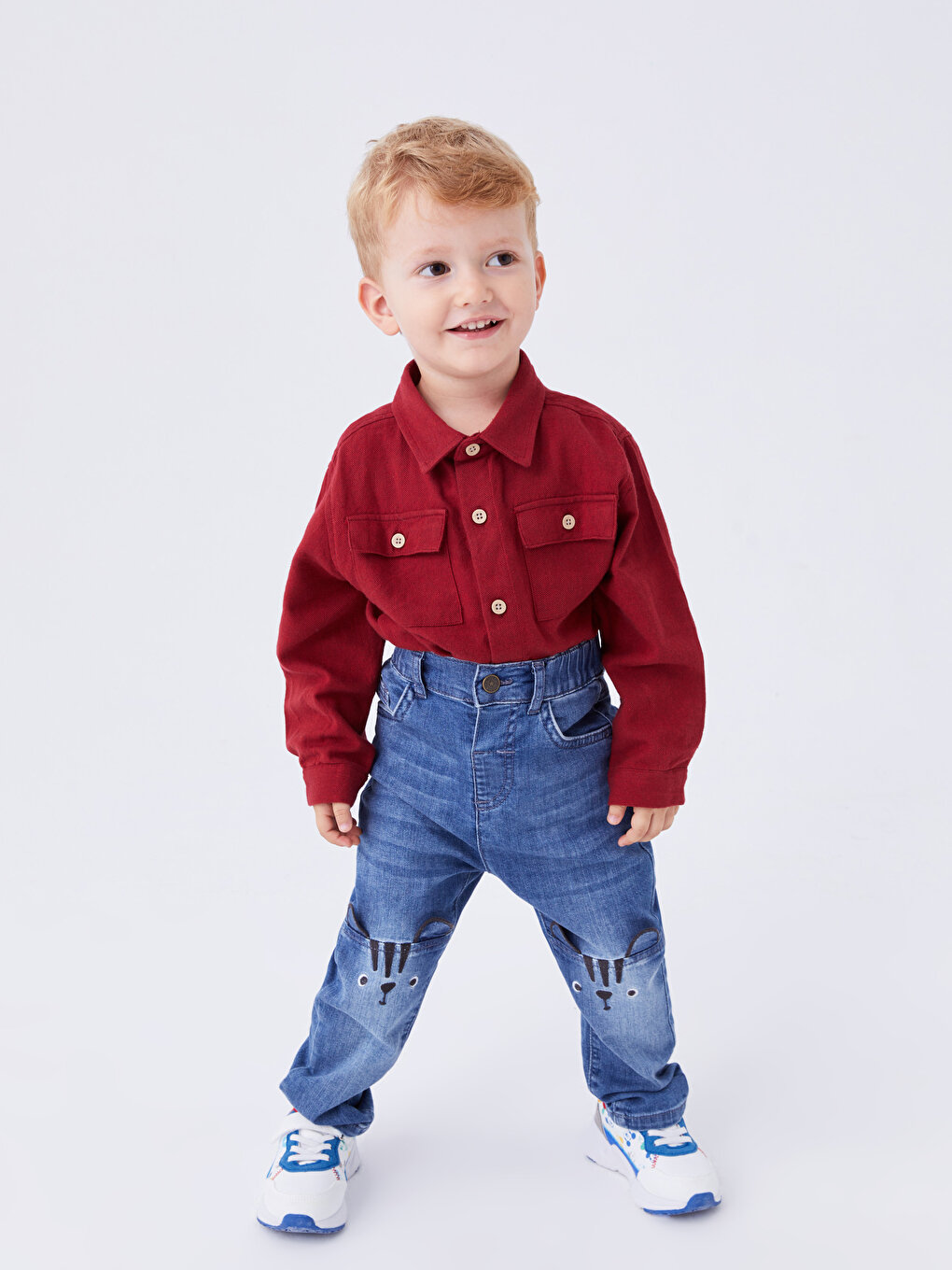 Long Sleeve Check Patterned Baby Boy Shirt and Jeans 2-Pack Set  -W3BN85Z1-LLC - W3BN85Z1-LLC - LC Waikiki