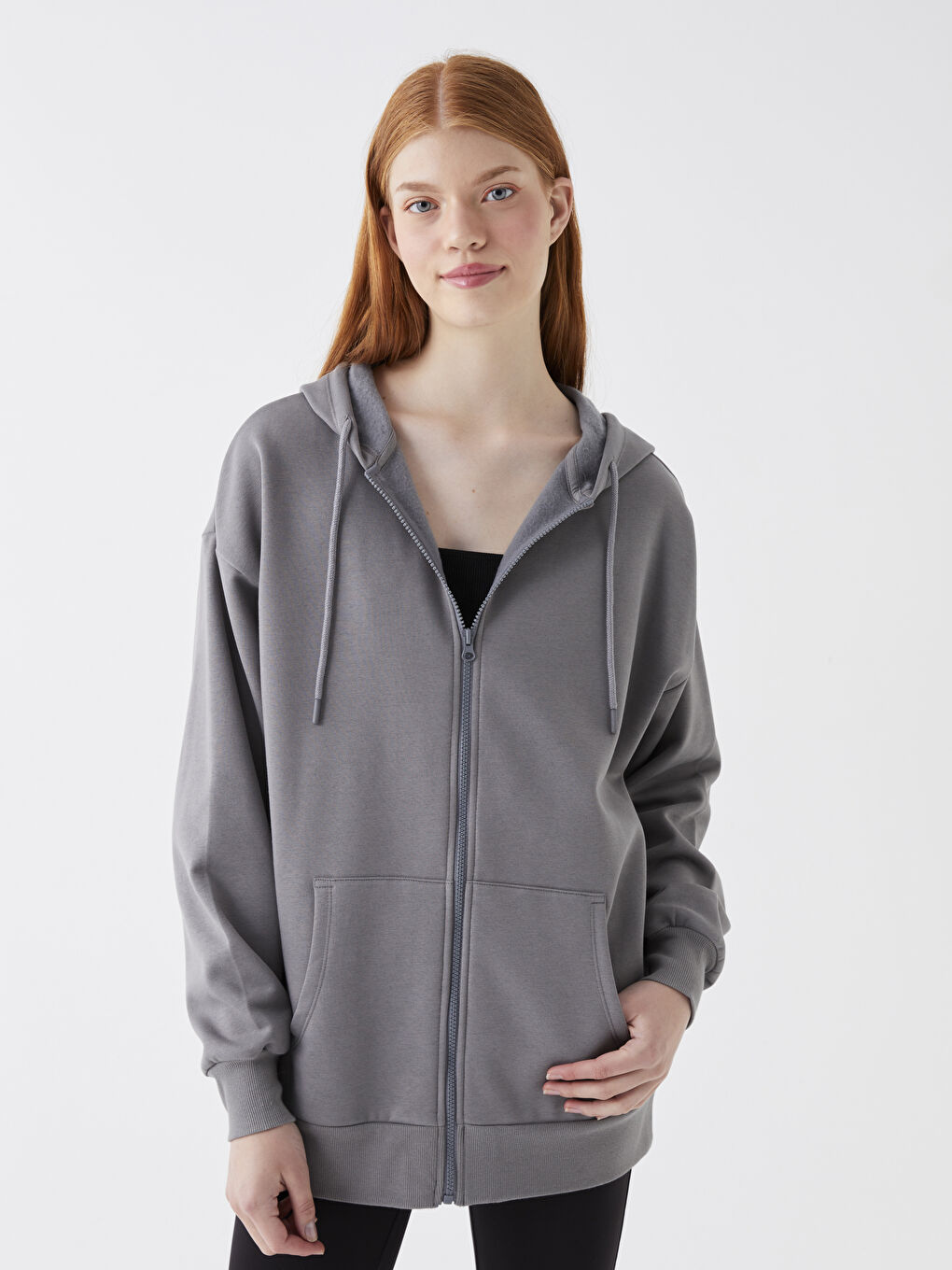 【時間指定不可】 Women's Oversize Hooded Thick -W36210Z8 Sweatshirt Zippered スーツ