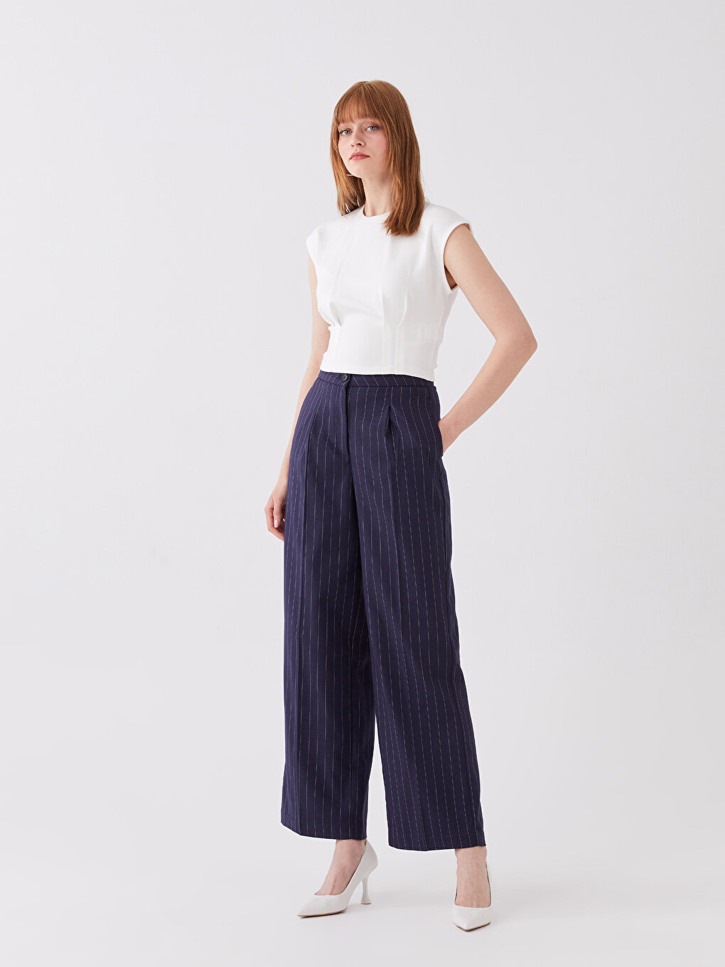 Buy Pink Fort Blue & White Striped Trousers for Women's Online @ Tata CLiQ