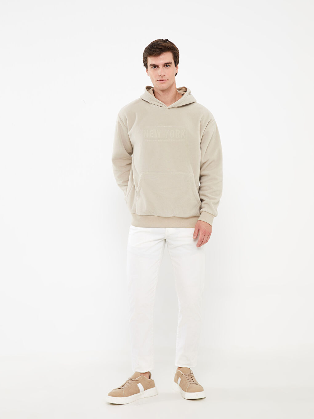 Mens sales hoodie beige