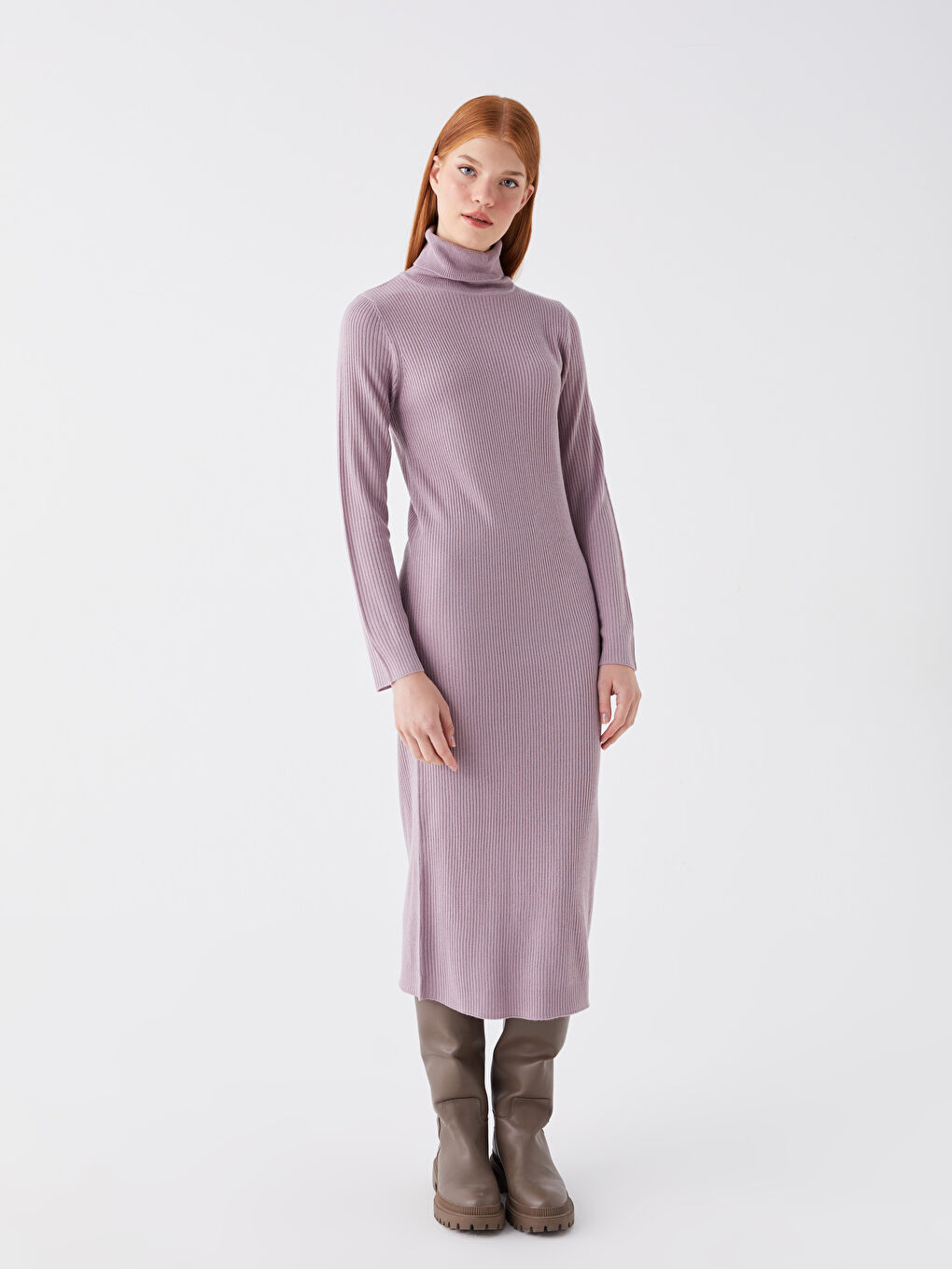 Turtleneck Regular Long Sleeve Women s Tricot Dress W37117Z8 GCW W37117Z8 GCW LC Waikiki