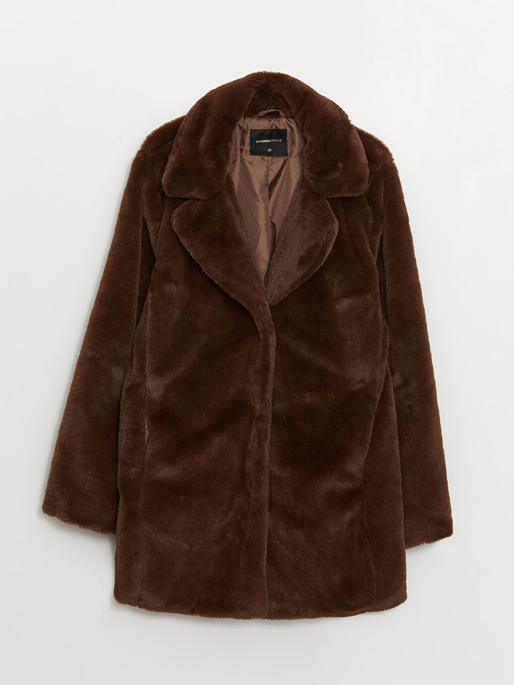 LC WAIKIKI Jacket Neck Women's Fur Overcoat -W37245Z8-R3B