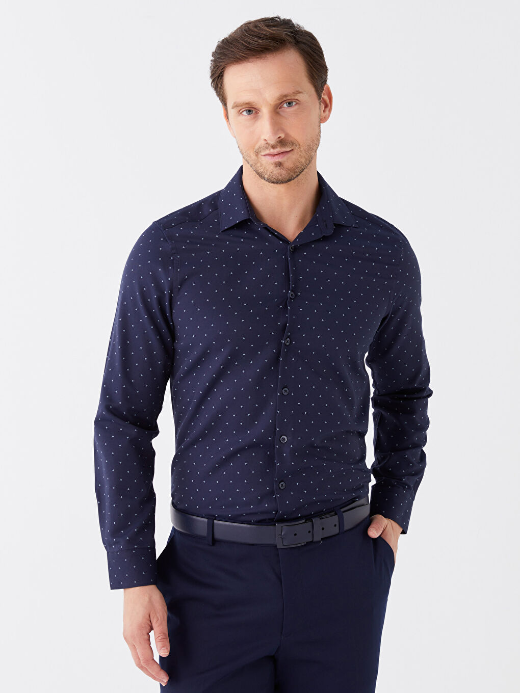 LC WAIKIKI Slim Fit Long Sleeve Patterned Twill Men's Shirt