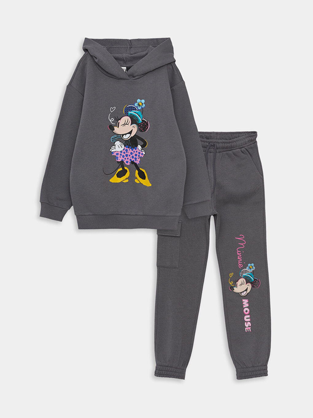 Minnie Mouse Printed Girls' Hoodie and Sweatpants -W37974Z4-HGL -  W37974Z4-HGL - LC Waikiki