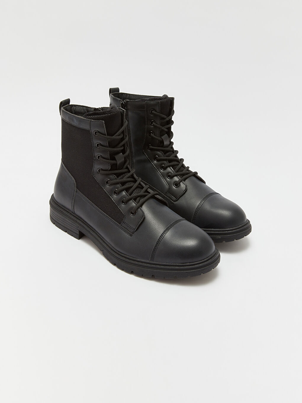 Mens boots with laces and zipper top