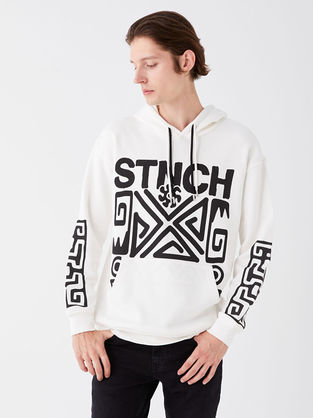 Long Sleeve Printed Men's Thick Hoodie -W38697Z8-EEW