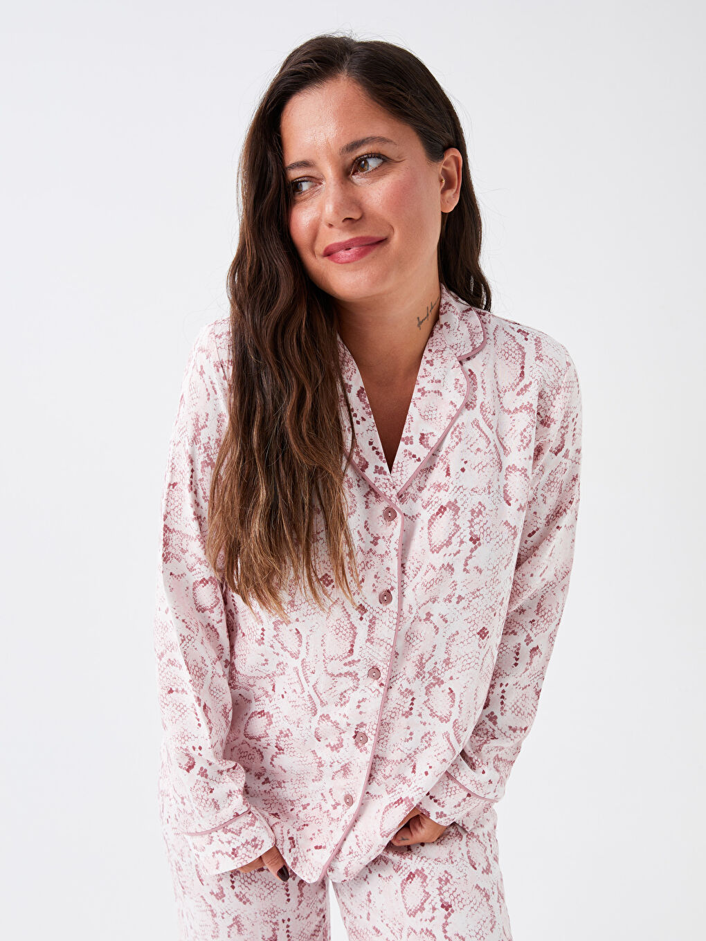 LC WAIKIKI Petite Shirt Collar Patterned Long Sleeve Women's