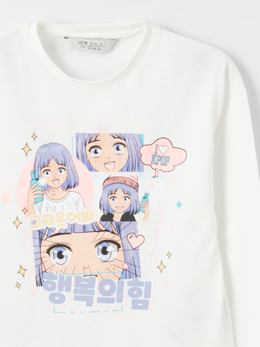 T-Shirt Fille Manches Courtes Imprimé Anime Huntrix - Col Rond, Coton - Tailles 100 à 160 - Style Décontracté