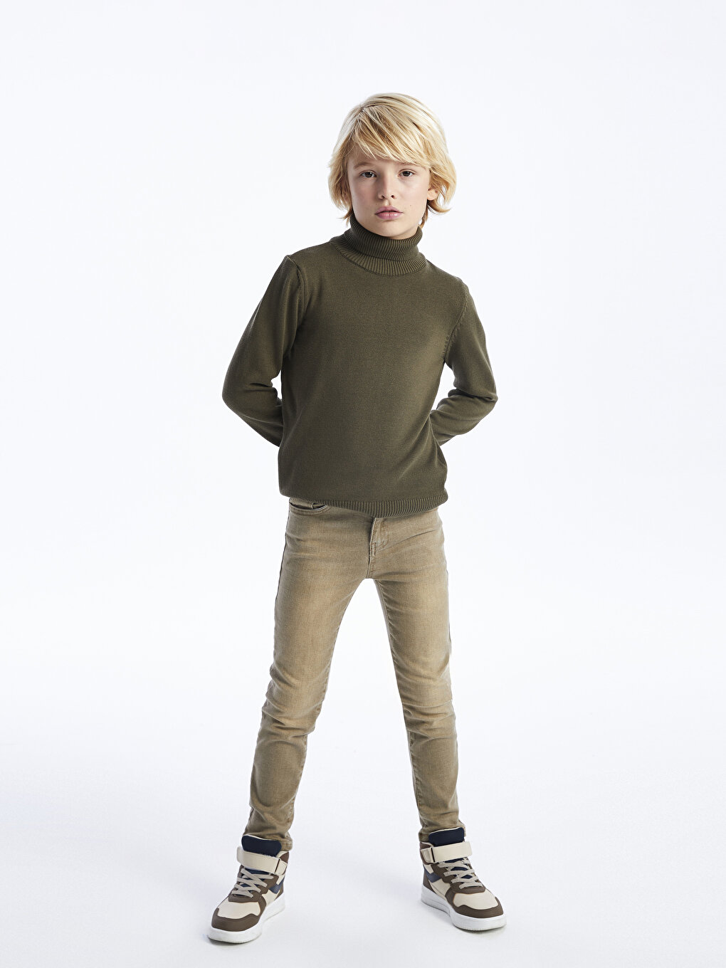 Turtleneck Basic Long Sleeve Boy Tricot Sweater -W39277Z4-HCZ 